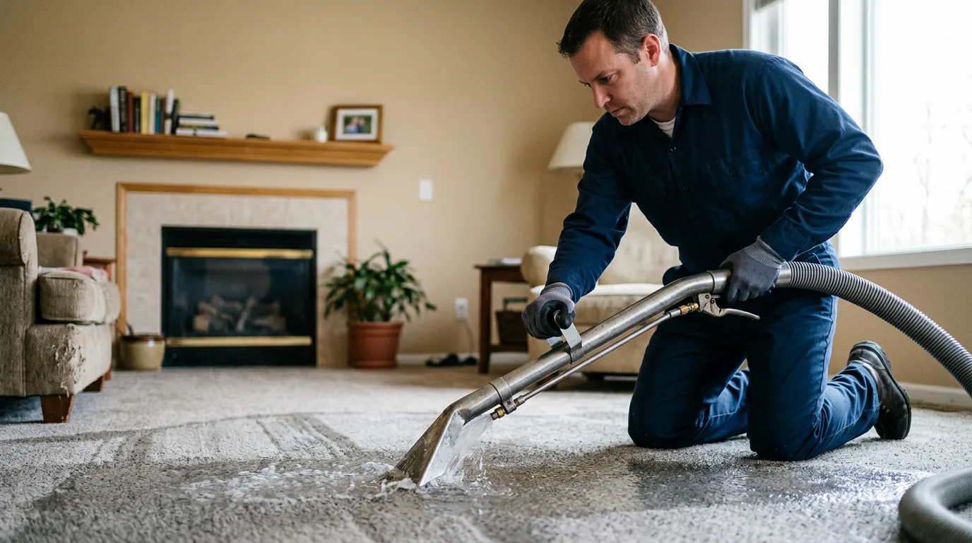 Water damage restoration technician working near Potwin, KS